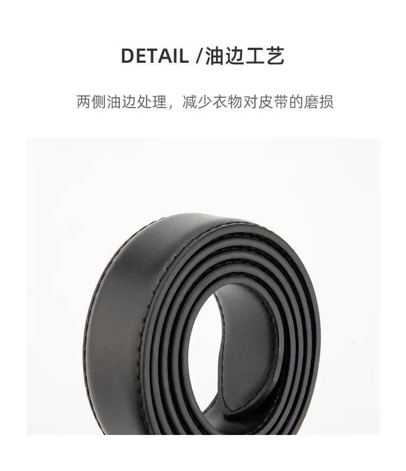 Women's Black Genuine Leather Belt with Gold Buckle — feature 7