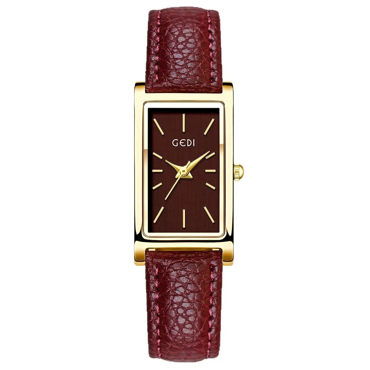 Gold Square Watch Green Dial Quartz for Women - Image 10