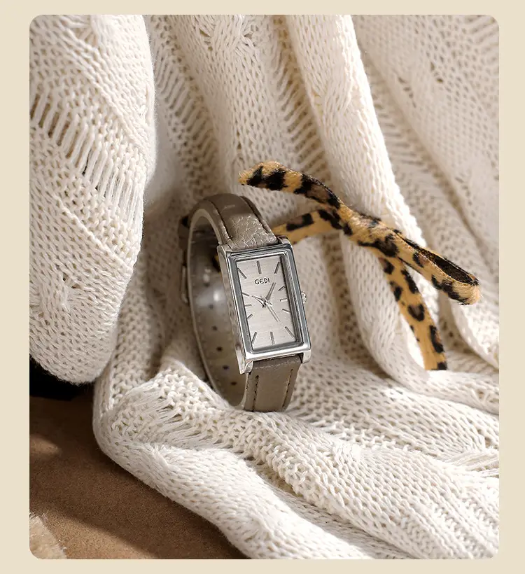 Gold Square Watch Green Dial Quartz for Women — feature 12