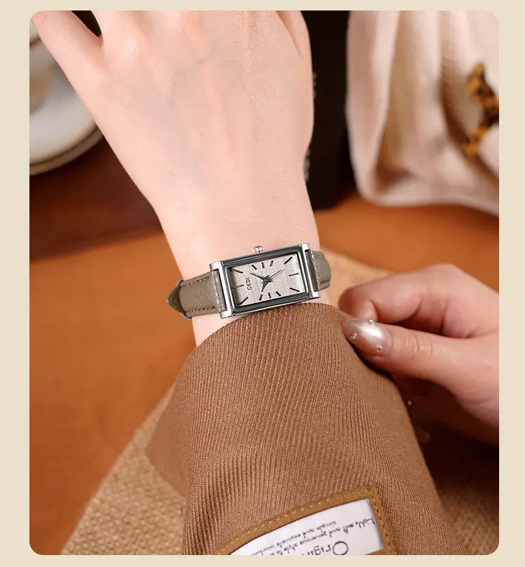 Gold Square Watch Green Dial Quartz for Women — feature 13