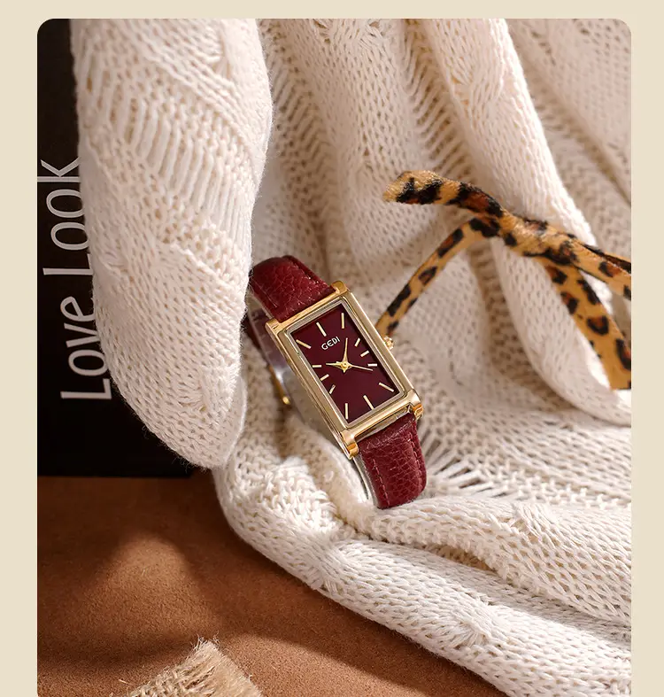 Gold Square Watch Green Dial Quartz for Women — feature 14