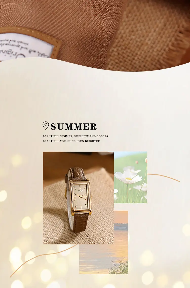 Gold Square Watch Green Dial Quartz for Women — feature 2