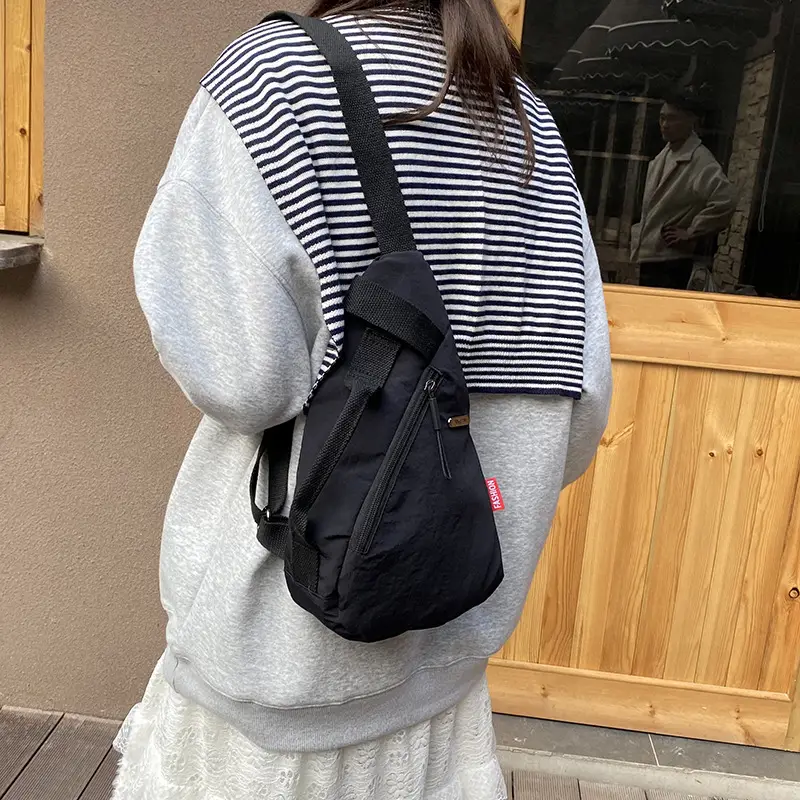 2025 Women's Black Nylon Chest Bag with Adjustable Strap - Image 5