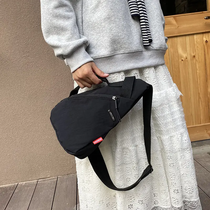 2025 Women's Black Nylon Chest Bag with Adjustable Strap - Image 6