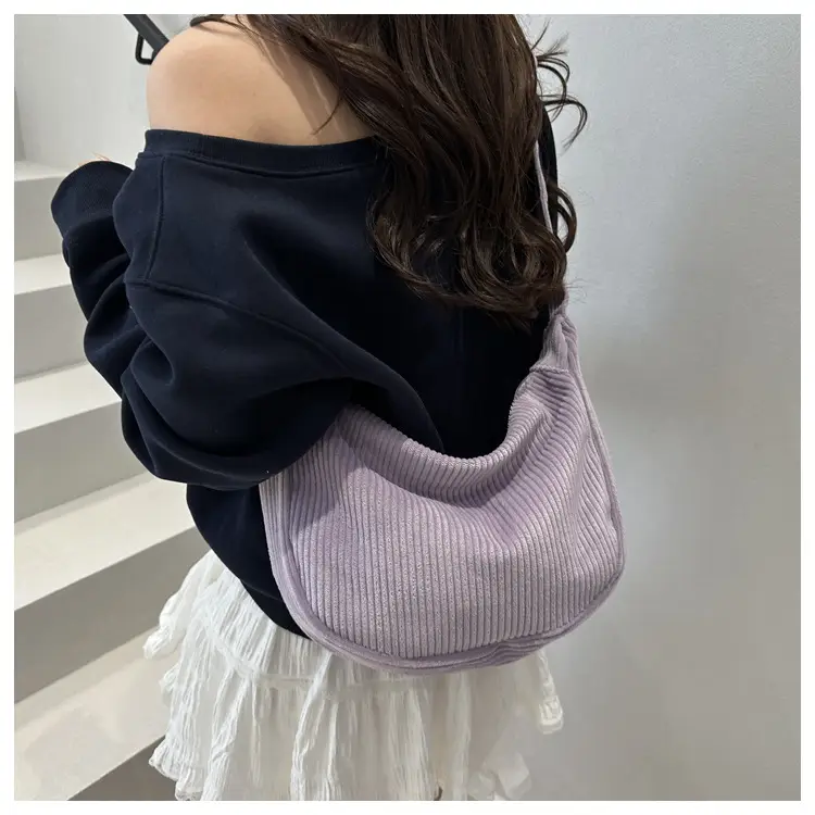 Purple Corduroy Shoulder Bag for Women — feature 14