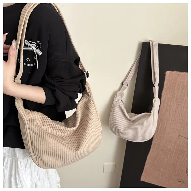 Purple Corduroy Shoulder Bag for Women — feature 2