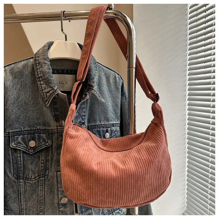 Purple Corduroy Shoulder Bag for Women — feature 23