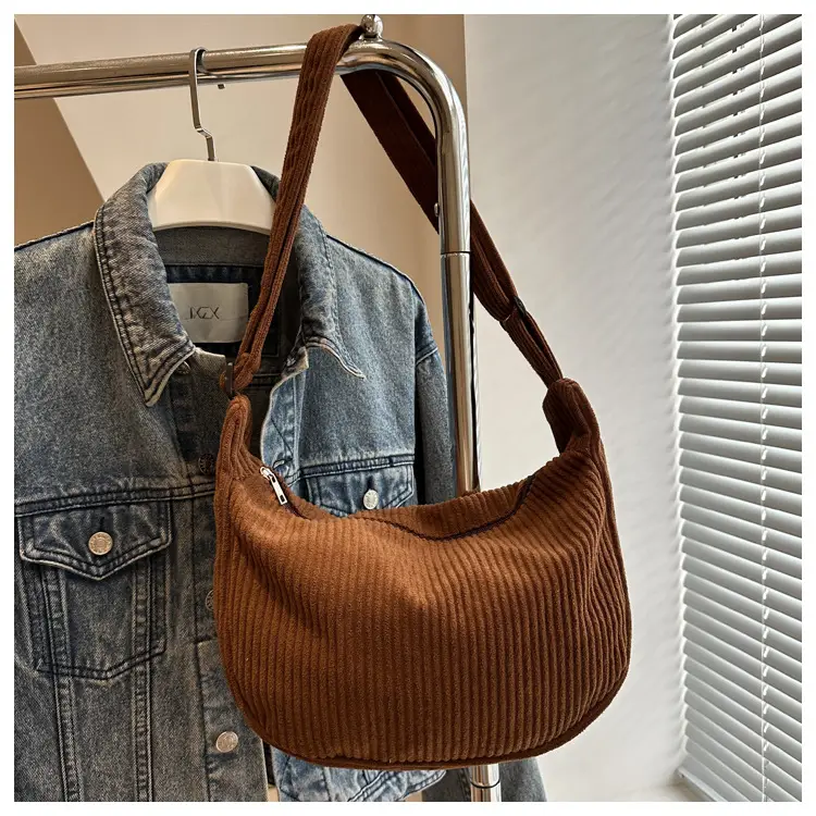 Purple Corduroy Shoulder Bag for Women — feature 25