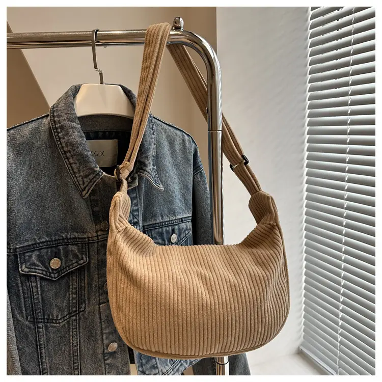 Purple Corduroy Shoulder Bag for Women — feature 26