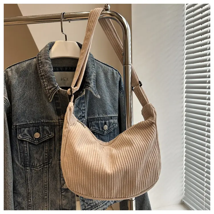 Purple Corduroy Shoulder Bag for Women — feature 27
