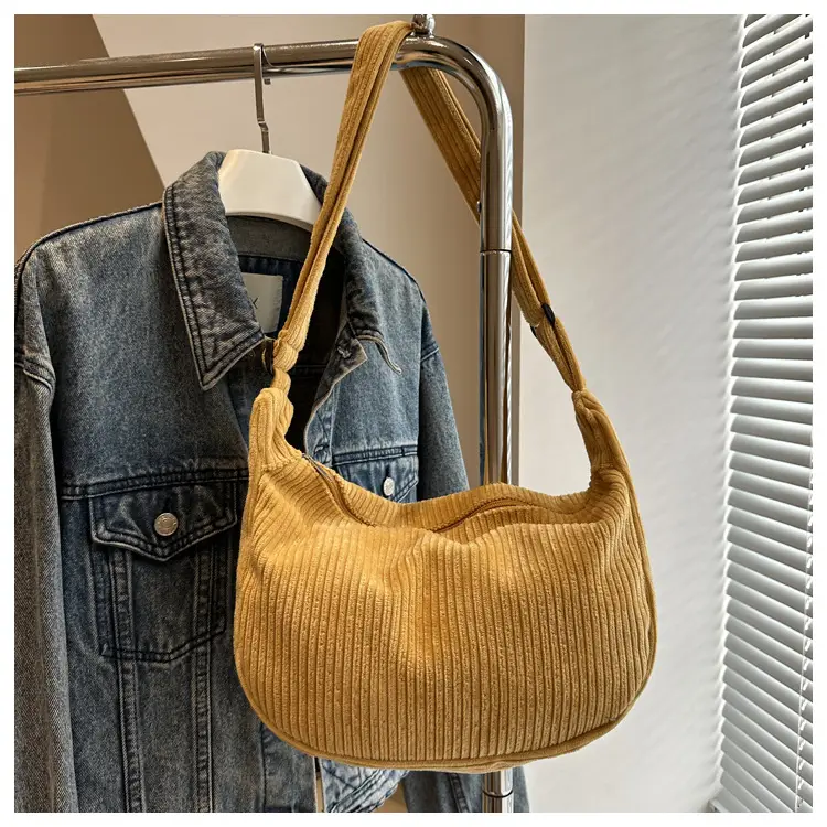Purple Corduroy Shoulder Bag for Women — feature 30