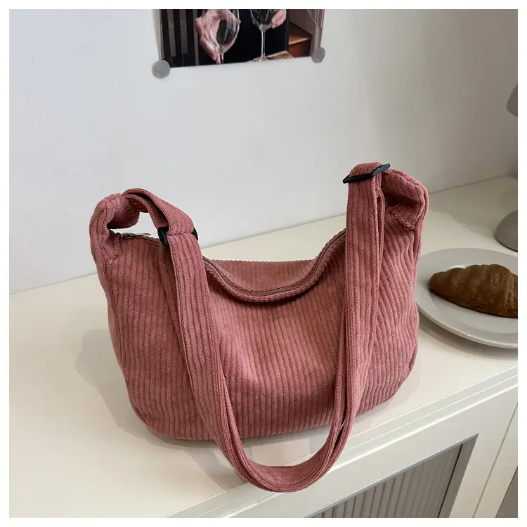 Purple Corduroy Shoulder Bag for Women — feature 36