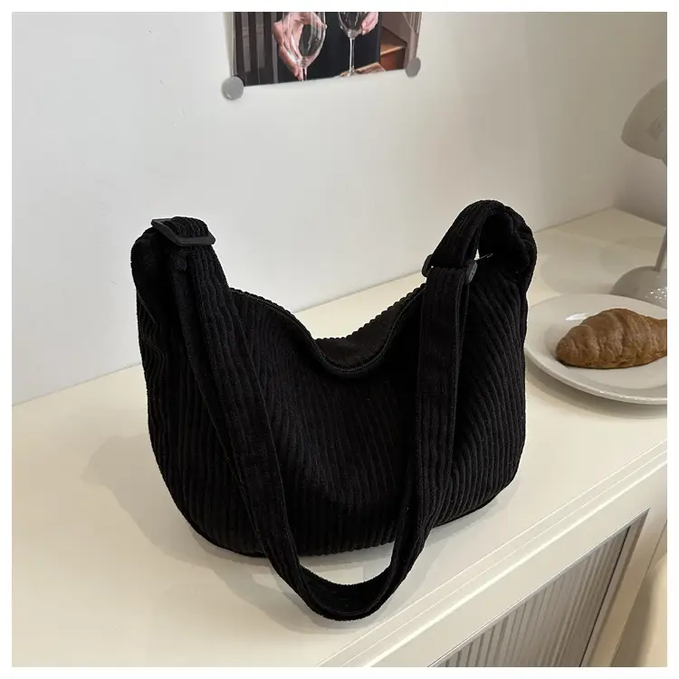 Purple Corduroy Shoulder Bag for Women — feature 38