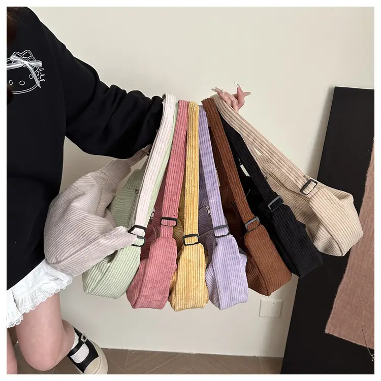 Purple Corduroy Shoulder Bag for Women — feature 39