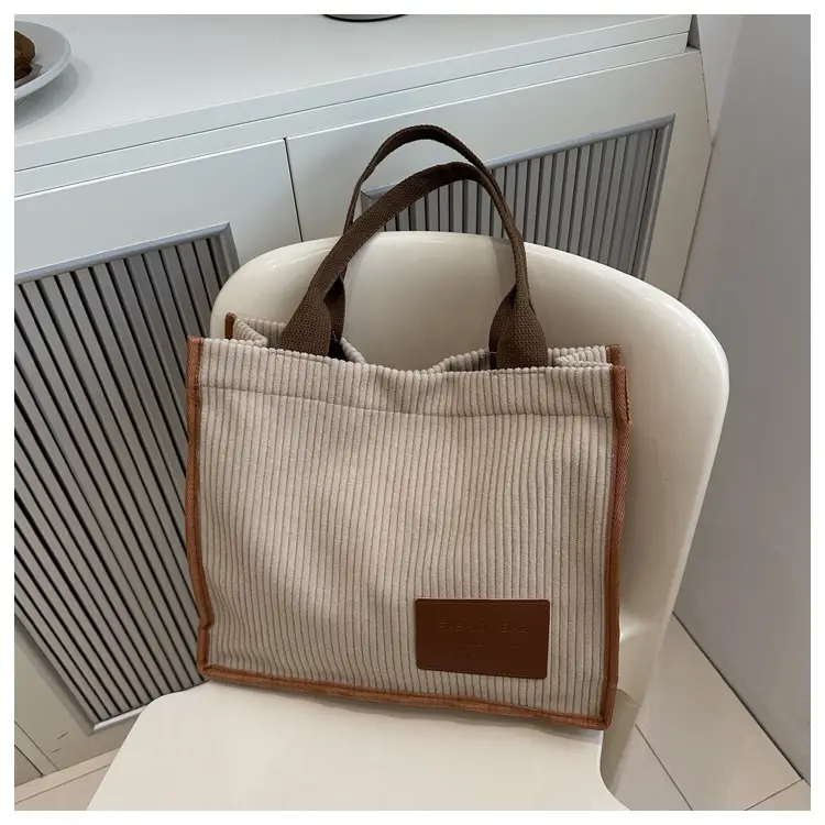 Large Capacity Literary Korean Tote Bag Green Brown — feature 27