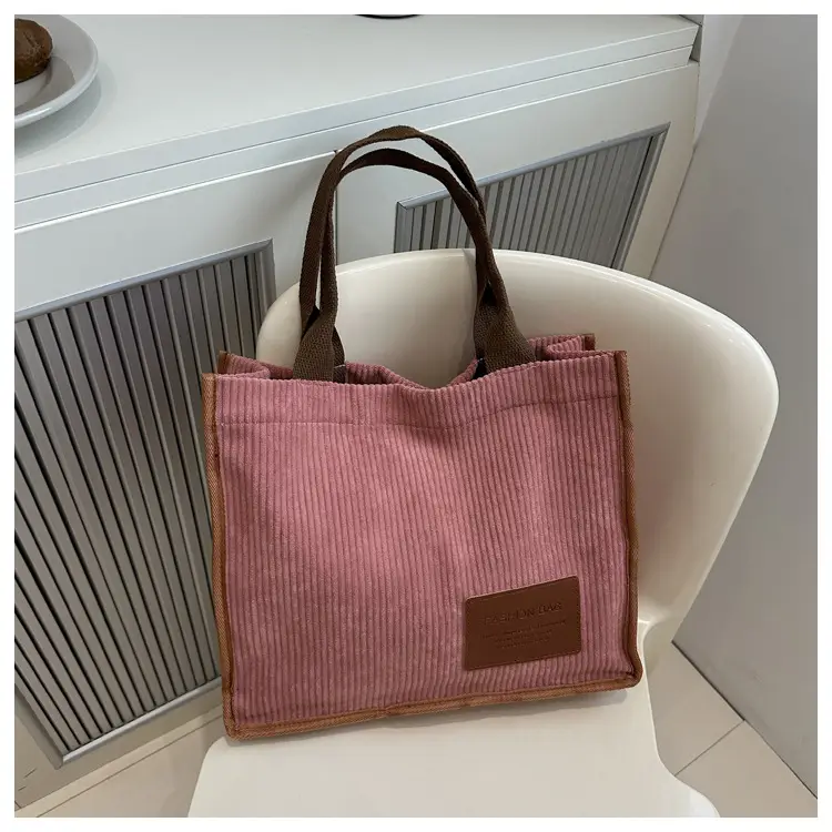 Large Capacity Literary Korean Tote Bag Green Brown — feature 30