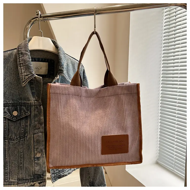 Large Capacity Literary Korean Tote Bag Green Brown — feature 34