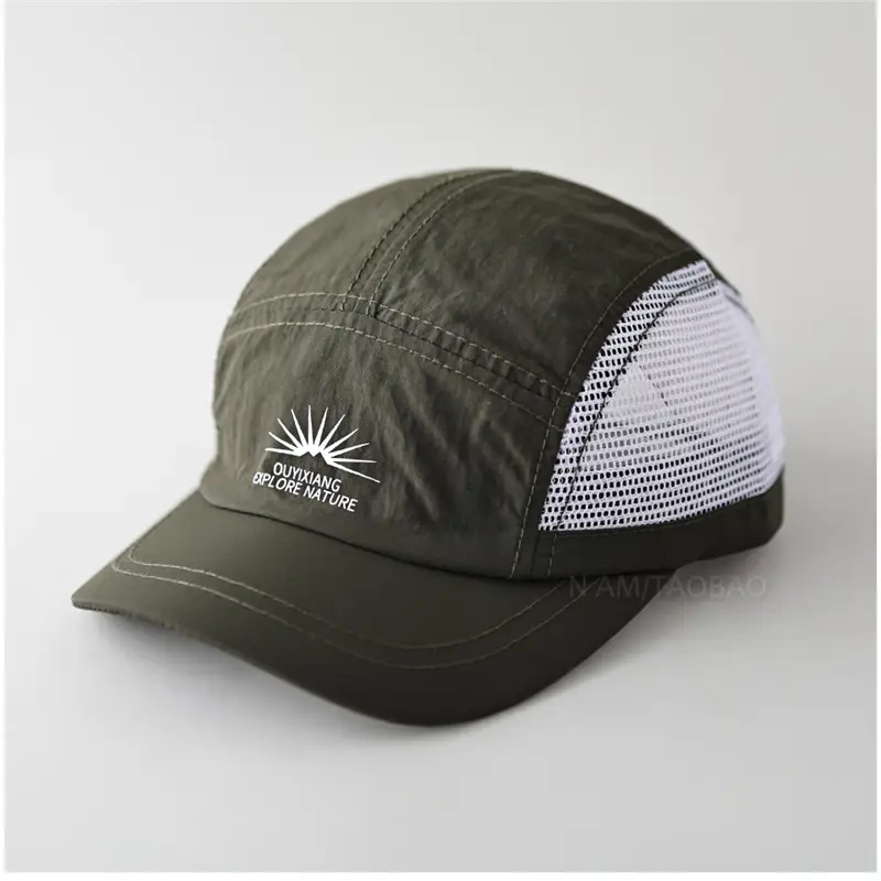Black Mesh Baseball Cap with Embroidery for Men - Image 2
