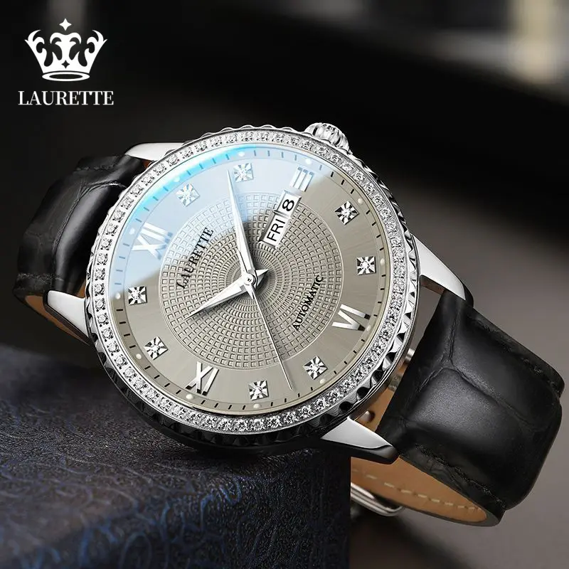 Lauertéte Blue Dial Men's Quartz Watch with Crystal Ring