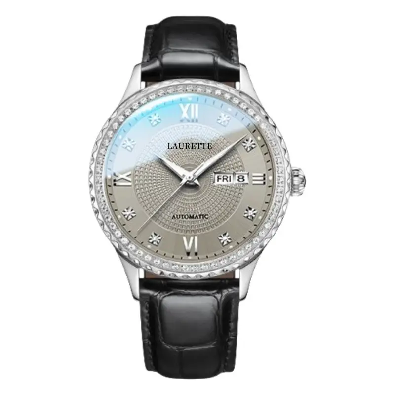 Lauertéte Blue Dial Men's Quartz Watch with Crystal Ring