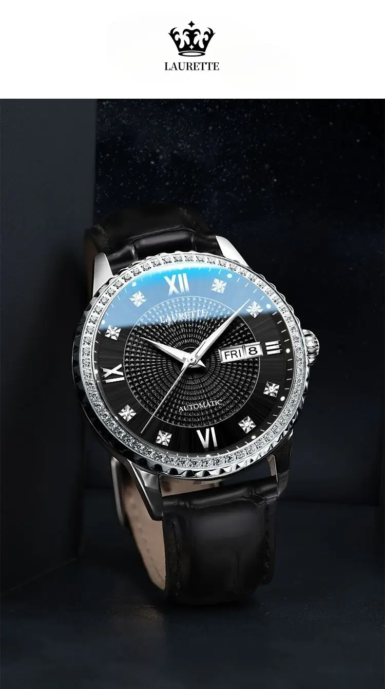 Lauertéte Blue Dial Men's Quartz Watch with Crystal Ring — feature 13
