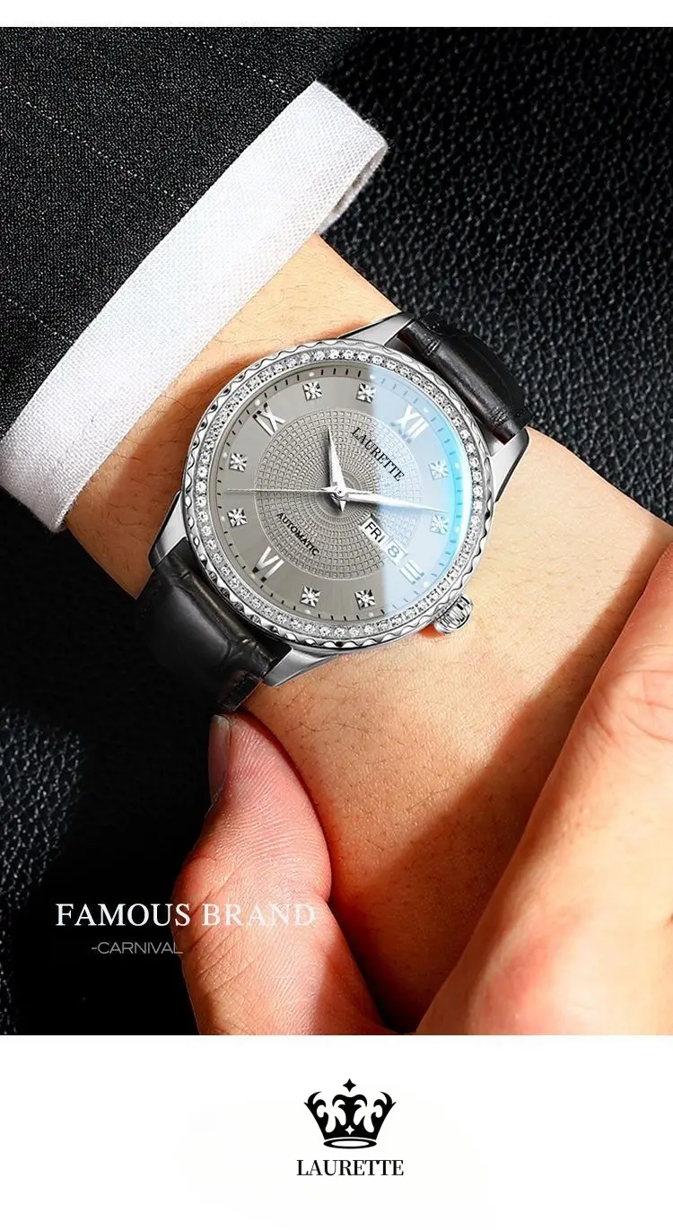Lauertéte Blue Dial Men's Quartz Watch with Crystal Ring — feature 5