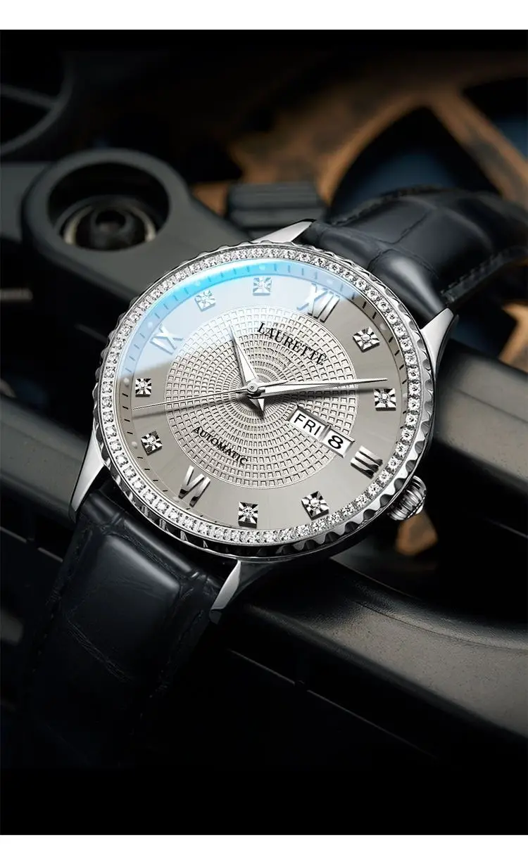 Lauertéte Blue Dial Men's Quartz Watch with Crystal Ring — feature 6