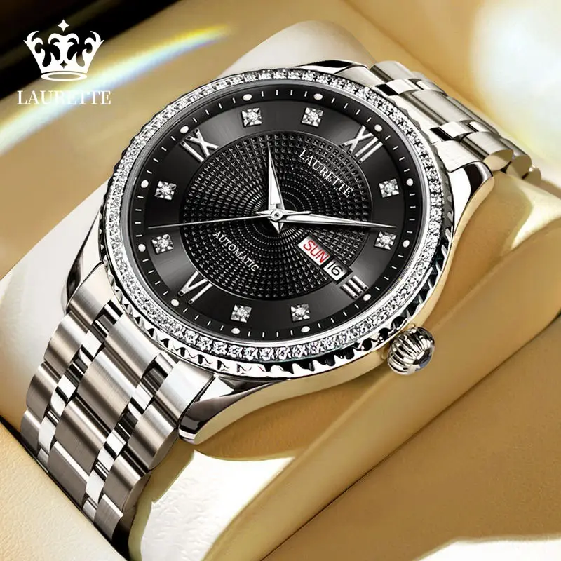 Lauertéte Blue Dial Men's Quartz Watch with Crystal Ring