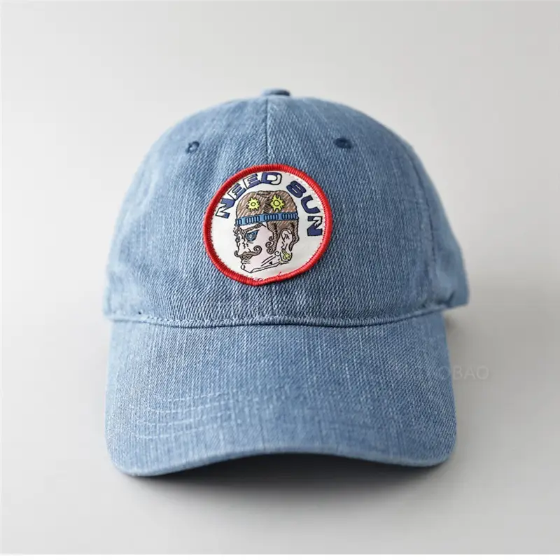 Blue Patch Denim Baseball Cap Unisex Sunshade - Image 4