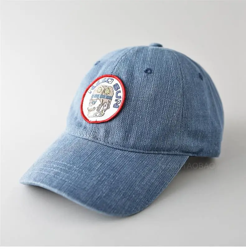 Blue Patch Denim Baseball Cap Unisex Sunshade — feature 1