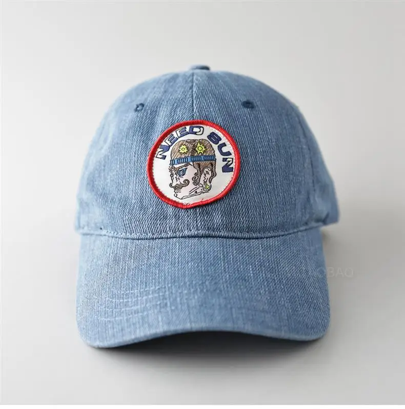 Blue Patch Denim Baseball Cap Unisex Sunshade — feature 2
