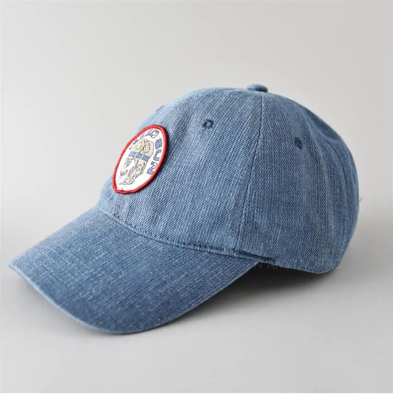 Blue Patch Denim Baseball Cap Unisex Sunshade — feature 6