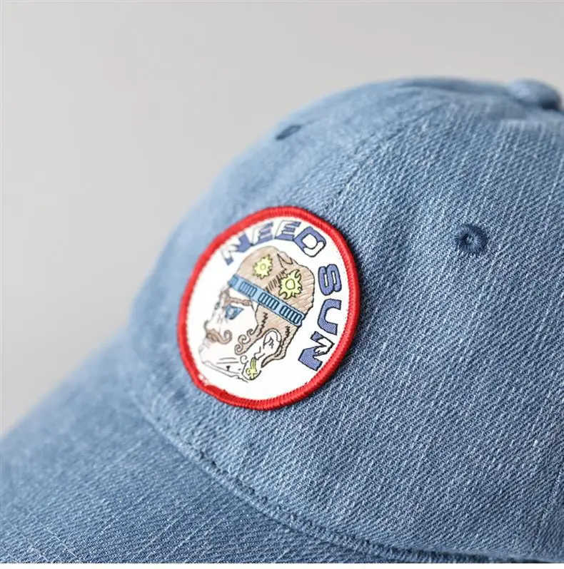 Blue Patch Denim Baseball Cap Unisex Sunshade — feature 7