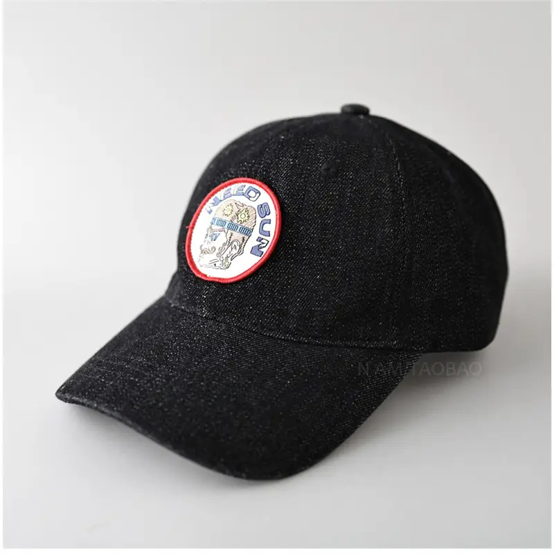 Blue Patch Denim Baseball Cap Unisex Sunshade - Image 2