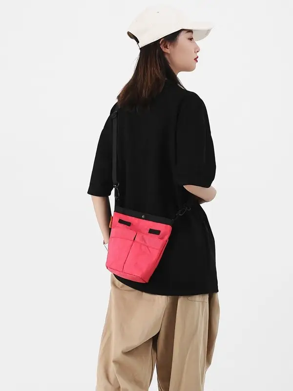 Women Pink Nylon Crossbody Bag 2025 Commuter Bucket