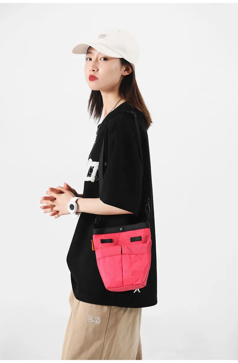 Women Pink Nylon Crossbody Bag 2025 Commuter Bucket — feature 24