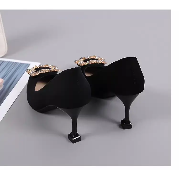 New Black Versatile Wine Glass and Elegant Professional High Heels Women's Stiletto Pointed Toe French Work Shoes Work Shoes — feature 9