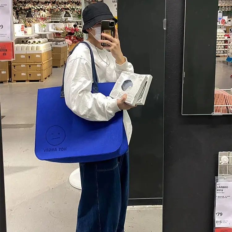 Blue Ins Felt Large Business Bag for Women