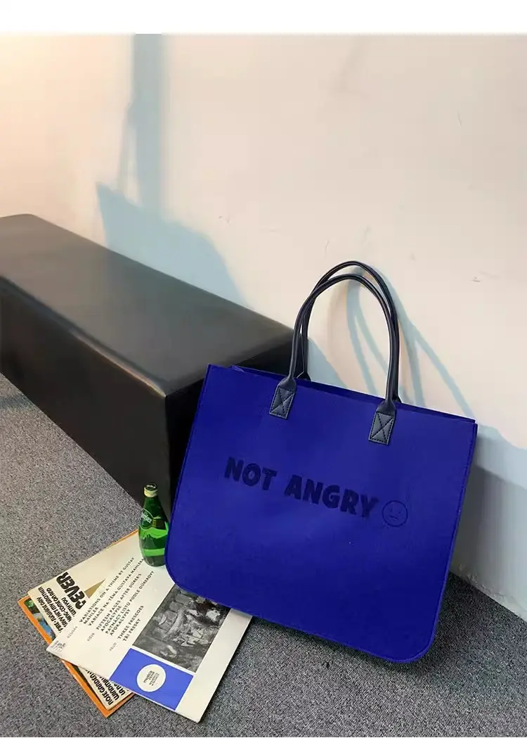 Blue Ins Felt Large Business Bag for Women — feature 13