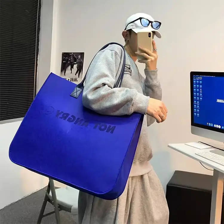 Blue Ins Felt Large Business Bag for Women — feature 2