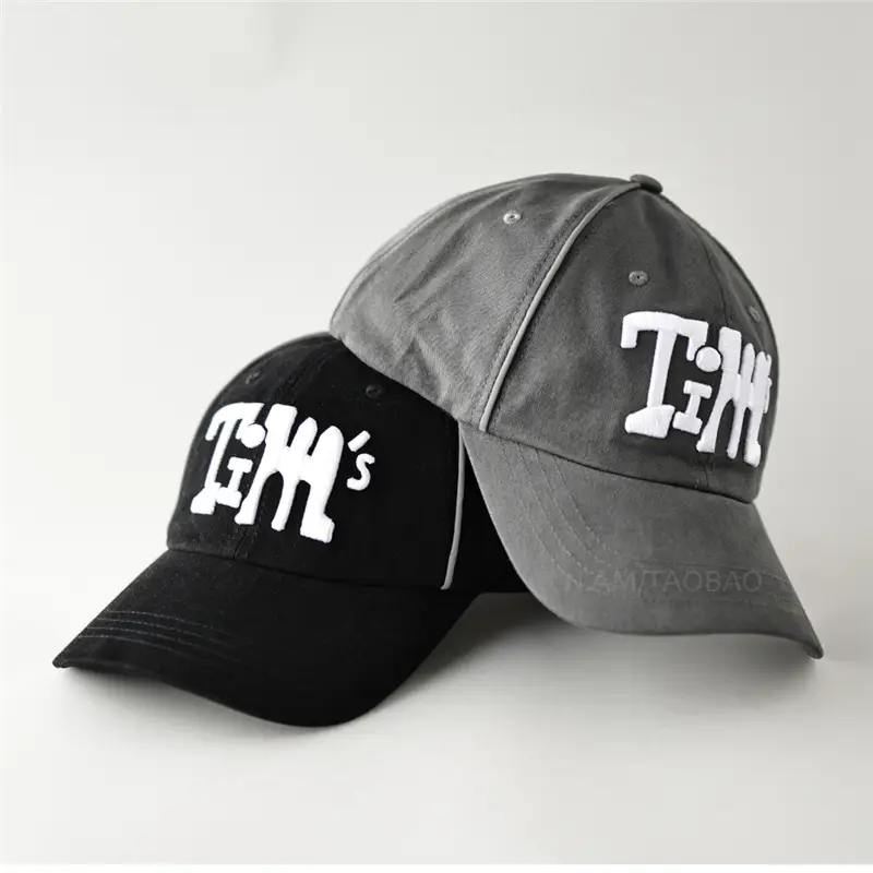 Men Women Contrast Letter Reflective Baseball Cap Black