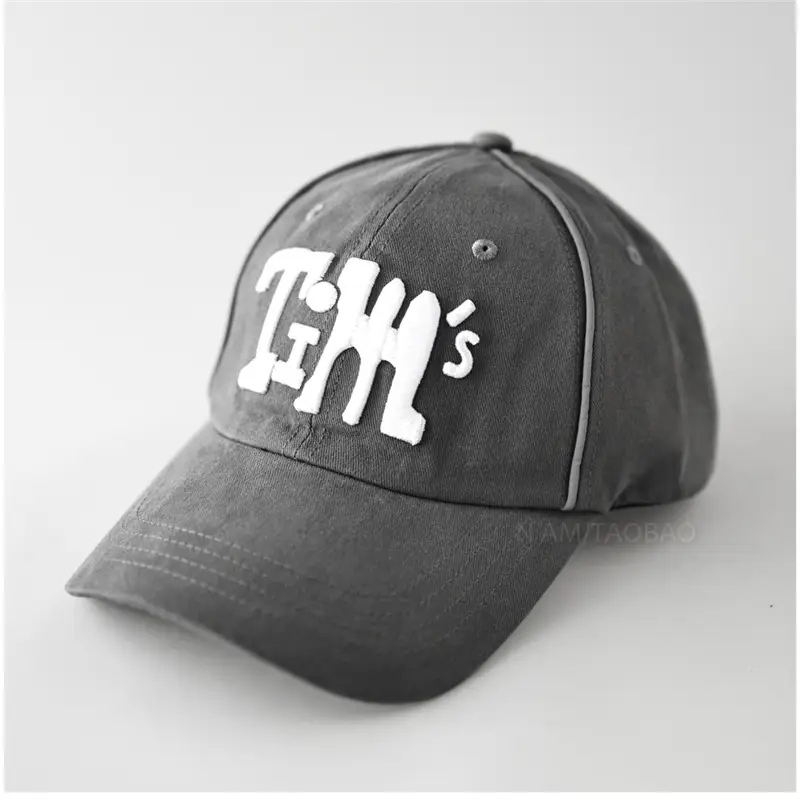 Men Women Contrast Letter Reflective Baseball Cap Black