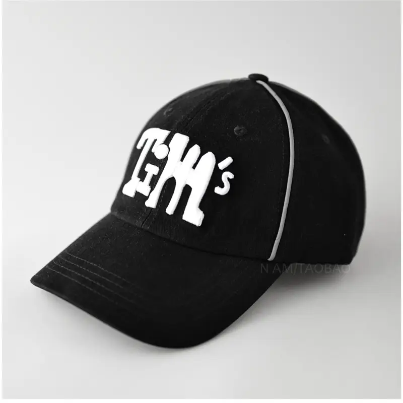 Men Women Contrast Letter Reflective Baseball Cap Black