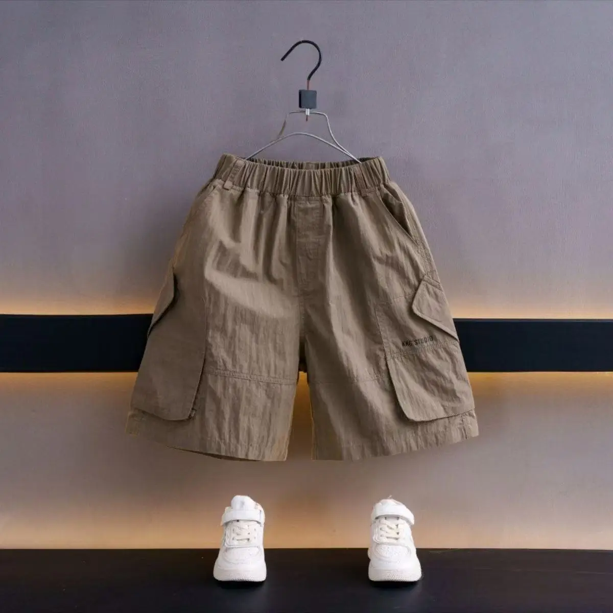 Pure Cotton Boys Shorts Set White Brown — feature 5