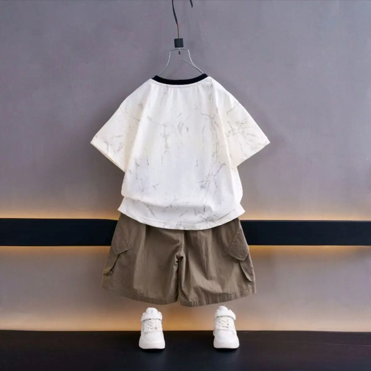 Pure Cotton Boys Shorts Set White Brown — feature 7