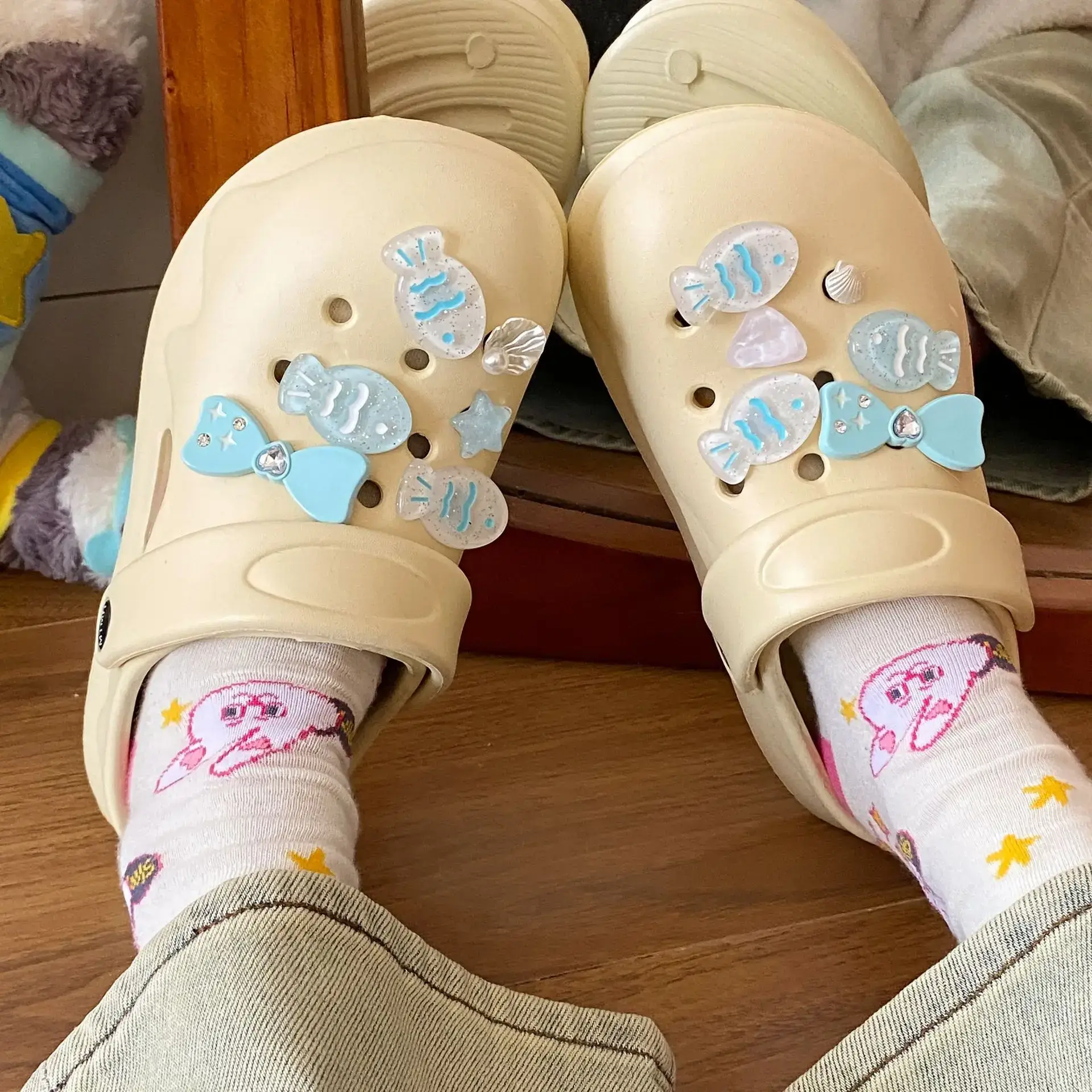 White Japanese Style Croc Shoes for Women