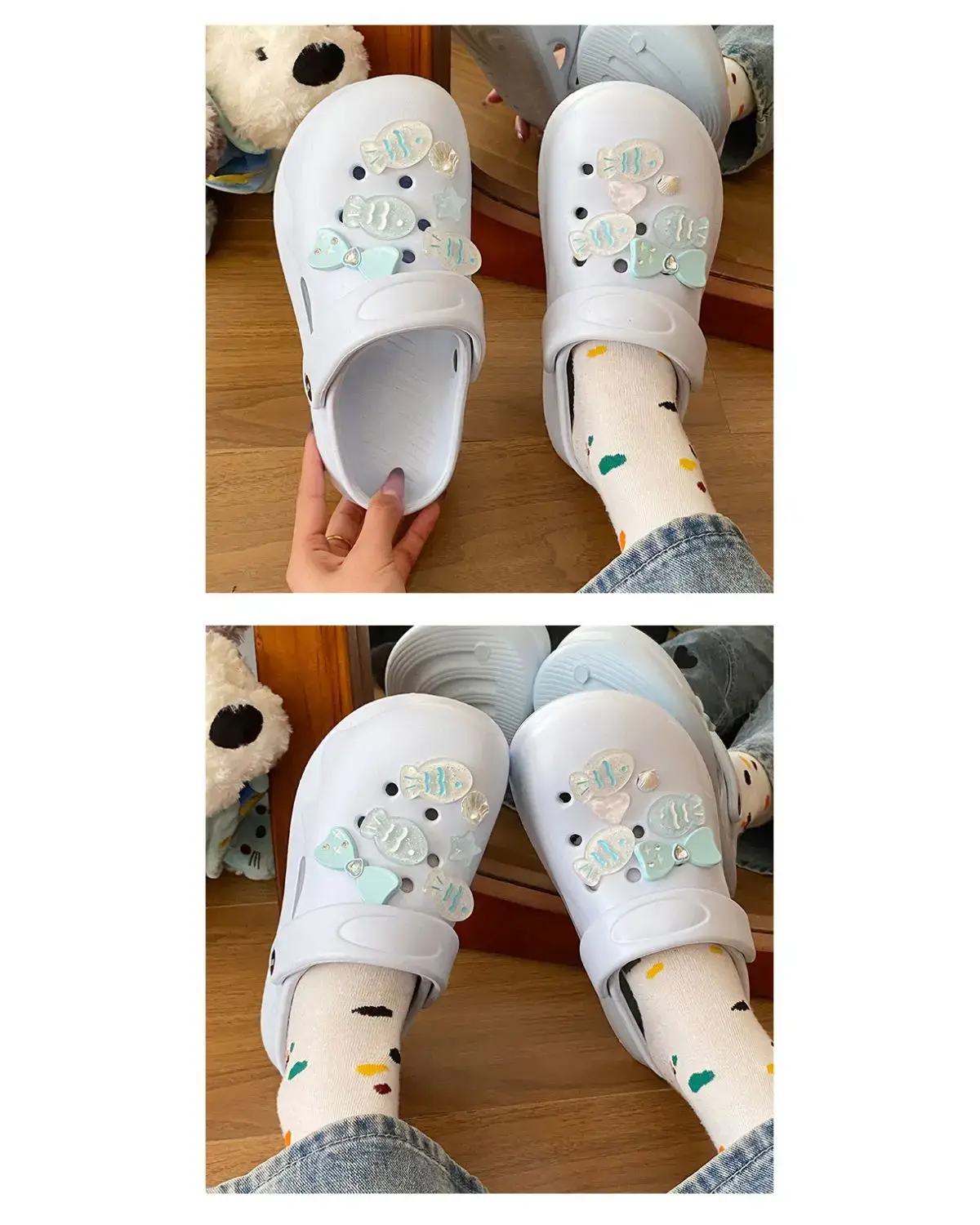 White Japanese Style Croc Shoes for Women — feature 14