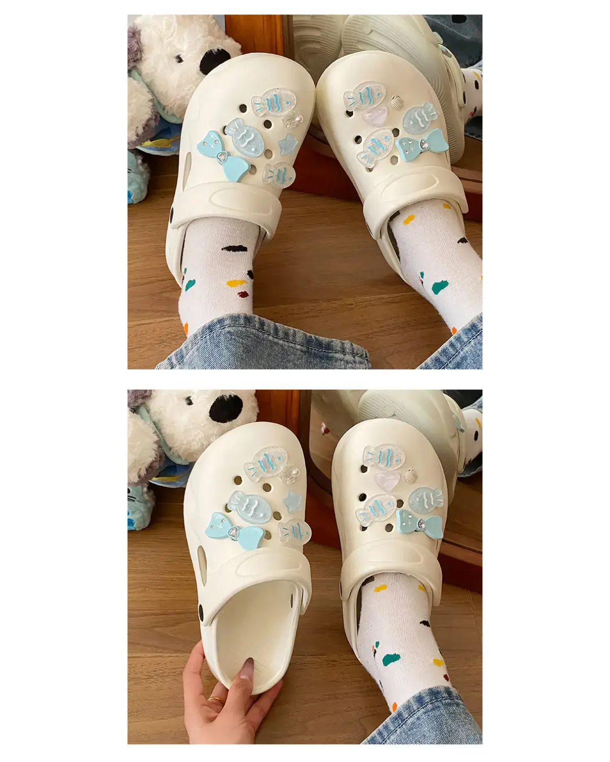 White Japanese Style Croc Shoes for Women — feature 15
