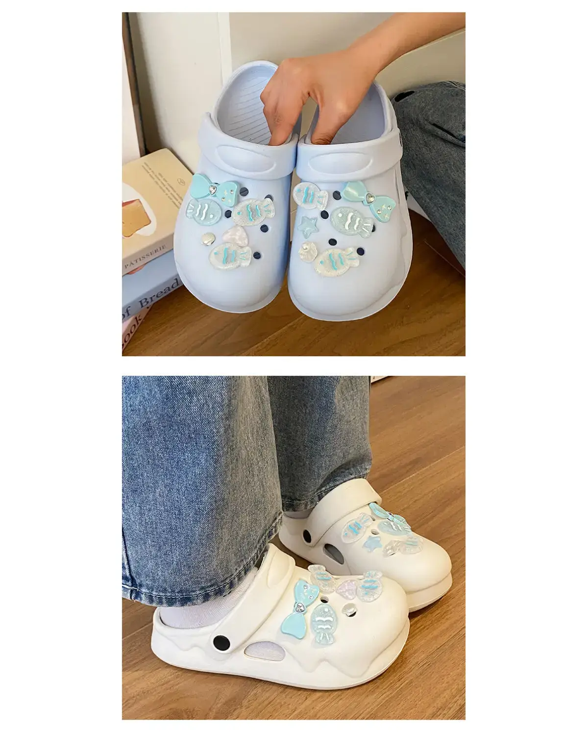 White Japanese Style Croc Shoes for Women — feature 17
