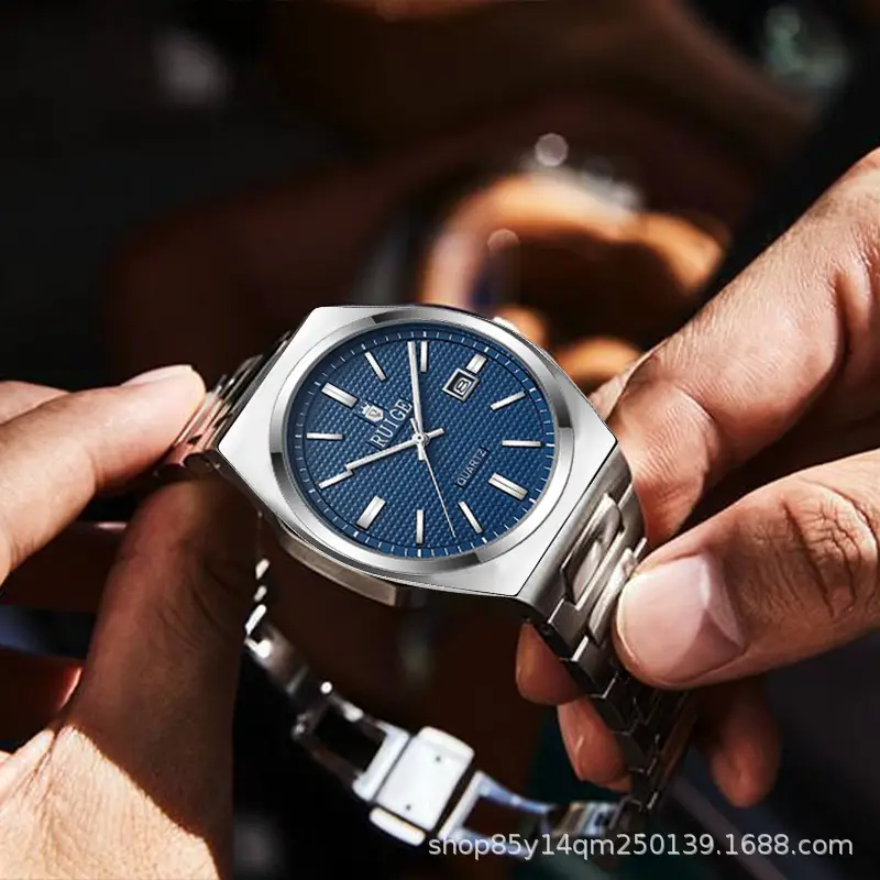 Men's Stainless Steel Quartz Watch with Calendar & Luminous Dial - Image 3